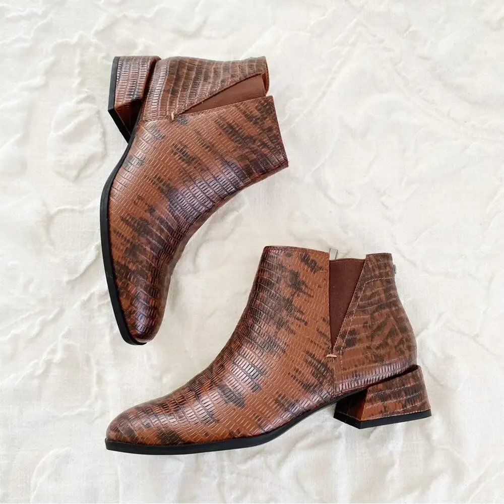 BOGO Franco Sarto Nico Croc Embossed Block Heel Bootie Size 7.5 New